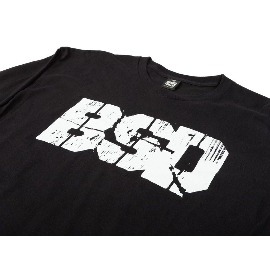 Black T-shirt with bold white letters "BOD" printed on the front, displayed on a white surface. For those placing orders, don't miss out on our BSD Xerox Long Sleeve Tee versions for versatile style.
