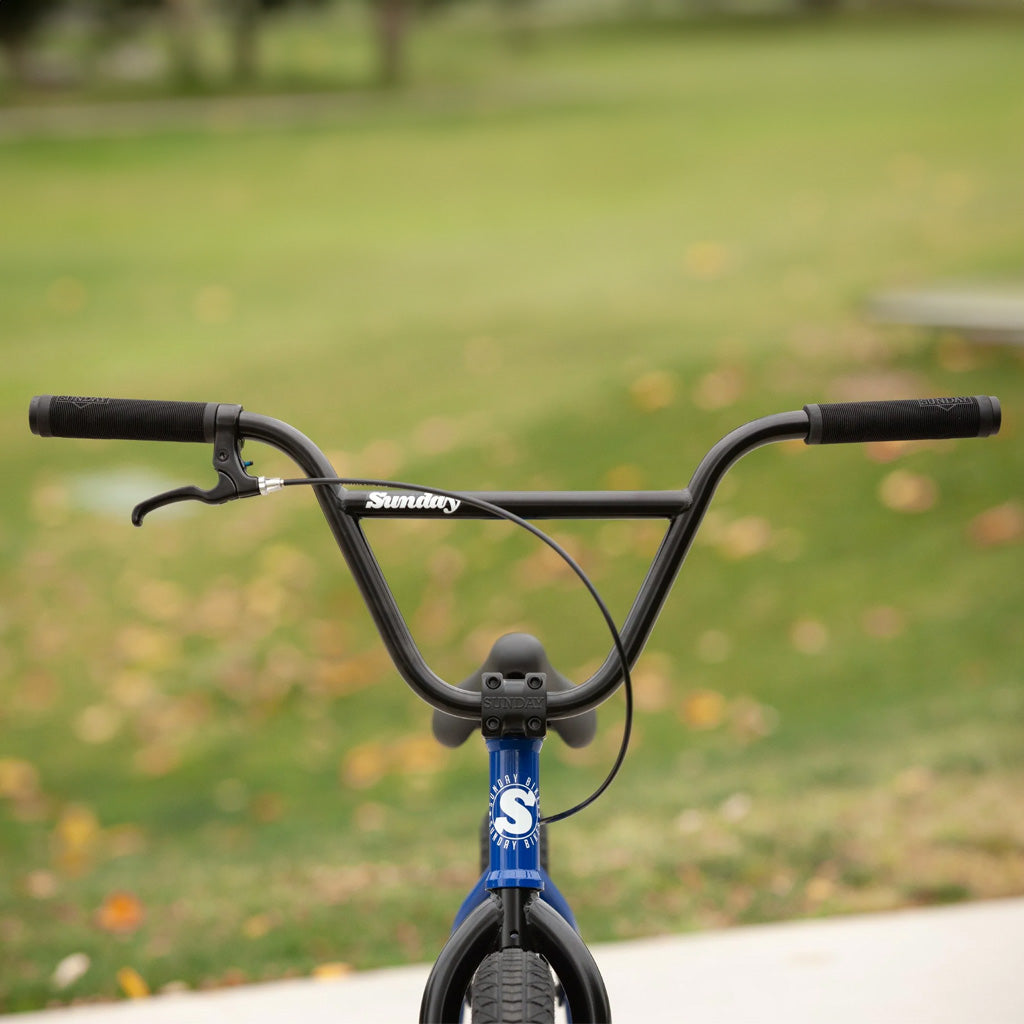 The Sunday Blueprint 20 inch Bike is a perfect choice for beginner riders. This stylish bike features a vibrant blue color with a sleek black handlebar.
