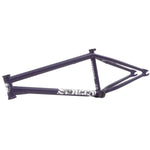 The Sunday Darkwave Frame (Broc Raiford Signature) is a purple 4130 chromoly BMX frame featuring Broc Raiford signature geometry and white graphics on the down tube and head tube, shown on a white background.
