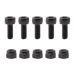 Six black Alienation Foot Fetish Pedal Replacement Pins with matching hex nuts are arranged in two rows on a white background, perfect for replacing worn pins or upgrading to durable stainless steel for your pedals.