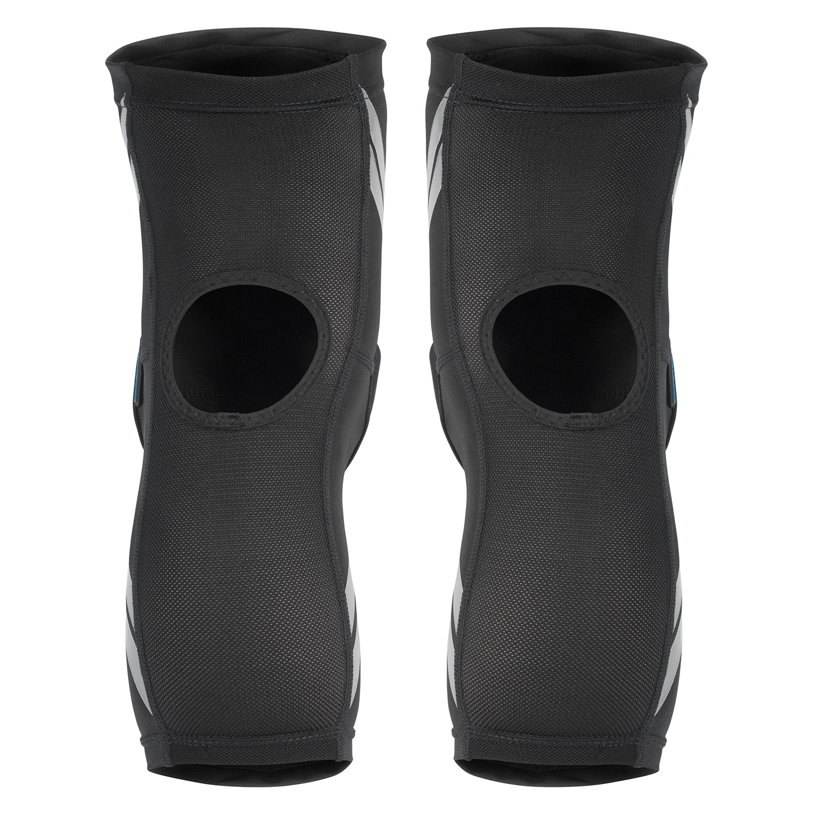 The TSG Knee-Sleeve / Dermis A features black padded Lycra sleeves with an open patella design and reinforced seams for comfort and impact protection, displayed side by side on a white background.