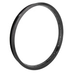 The Alienation BlackSheep 20 Inch Rim is a black metal bicycle rim with multiple spoke holes, designed for dirt jump, street, and park riding. It is shown against a plain white background.