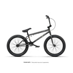 The Wethepeople CRS FC 20 Inch Bike is an entry-level matte black BMX with 20" wheels, thick tires, a single gear, straight handlebars, and a freecoaster hub, shown on a white background.