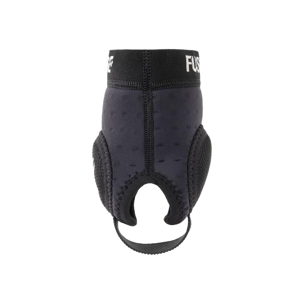 The Fuse Alpha Classic Ankle Guards (Pair) are black, anti-bacterial neoprene equine leg wraps with reinforced sides, EVA foam padding, and a hoof opening.