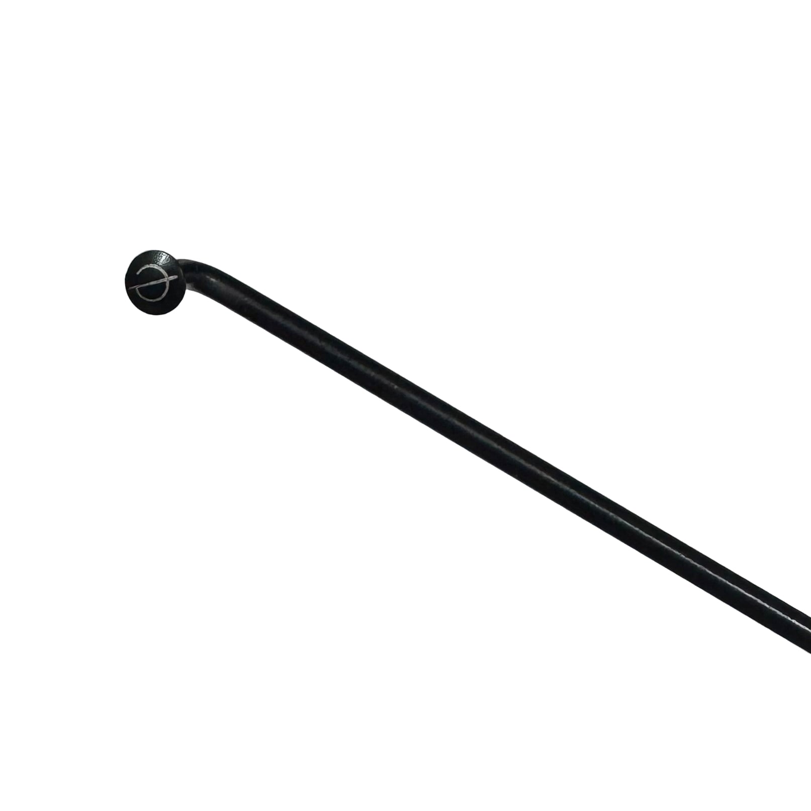 The Spectre Titanium V3 14g Spoke (Each) in black features a small looped wire hook and is shown against a white background, making it an ideal lightweight option for cyclists.