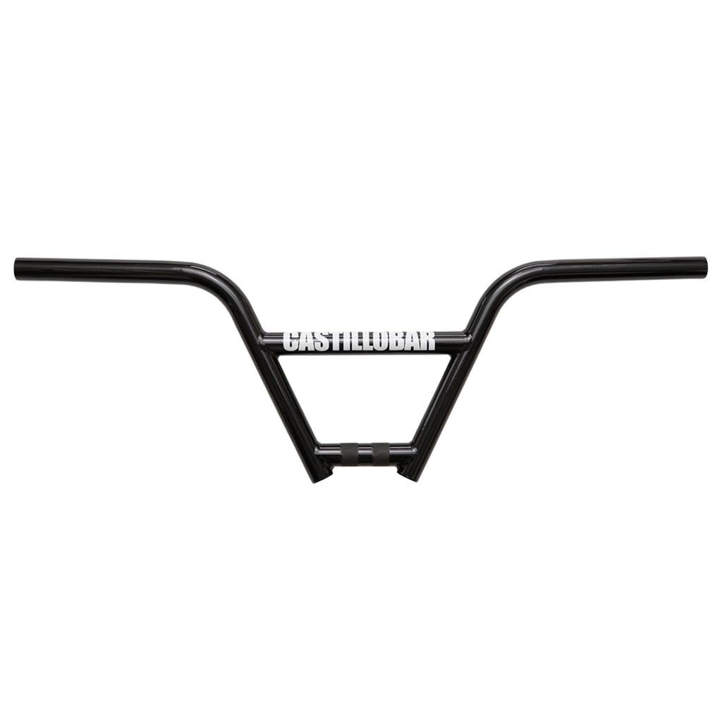 Black BMX handlebars with a crossbar, labeled “CASTILLOBAR” in white across the center—a signature feature of S&M Castillo (Brian Castillo) Handlebars.