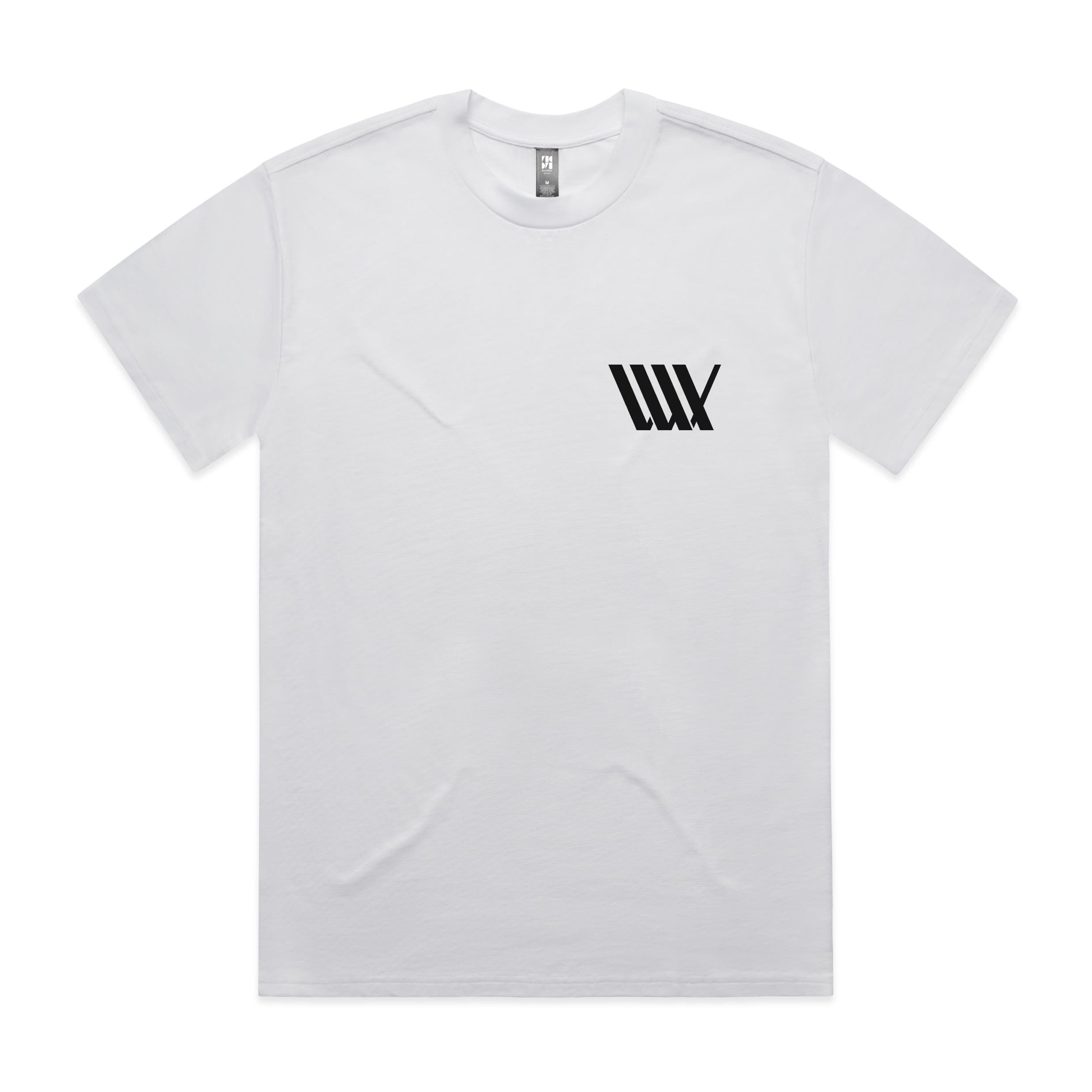 A white LUXBMX Izaac X Rico Tee with a hand-drawn print.