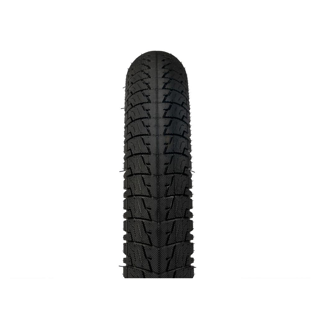 The Salt Pitch Mid 20 Inch Tyre is shown from above, featuring a knobbly tread pattern and small rubber nubs along the edges.