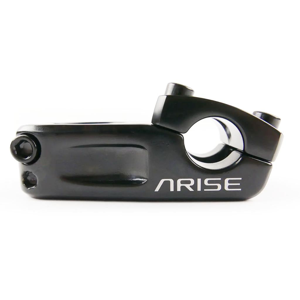 The Arise Cobalt Pro Top Load Stem, featuring "ARISE," is a lightweight race stem for attaching handlebars to a 1 1/8" steerer tube.