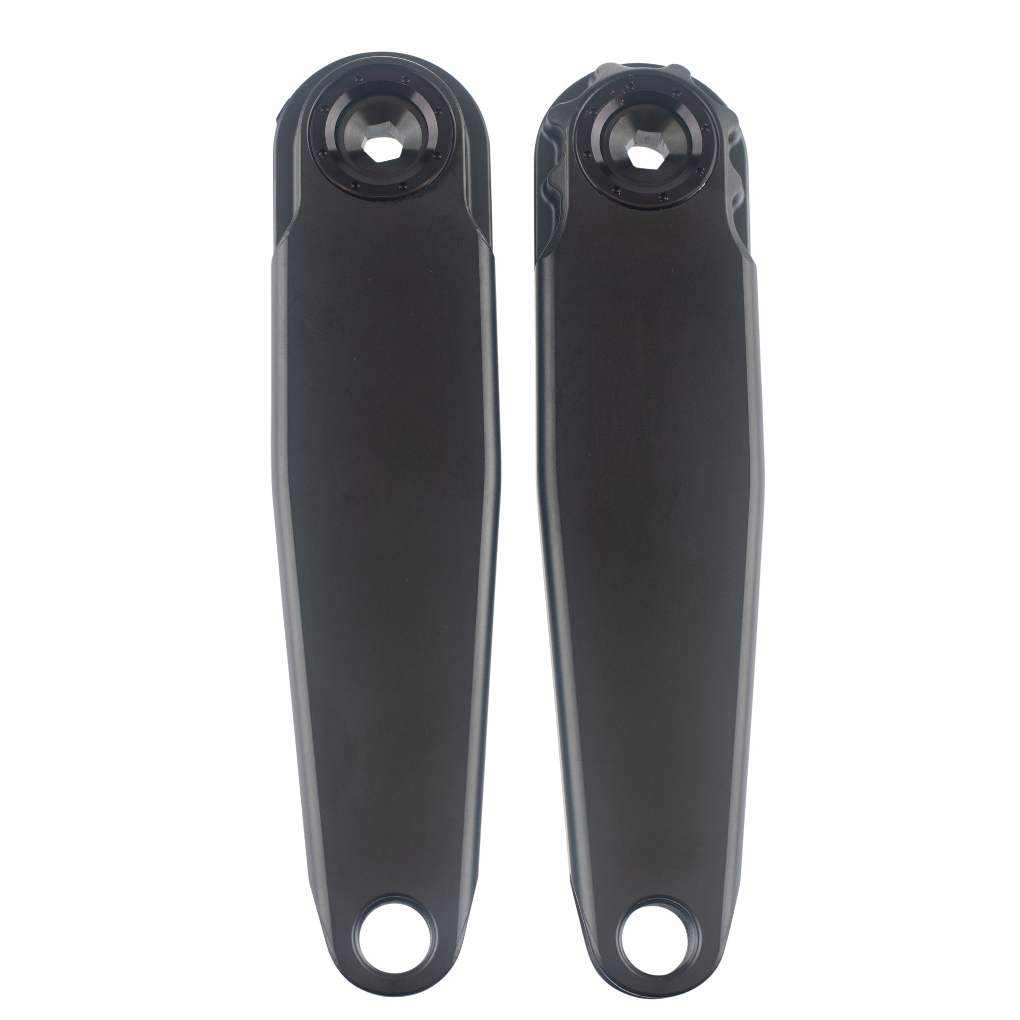 The 5DEV Titanium RGXC Cranks are displayed side by side on a white background, showcasing their black lightweight titanium design with visible mounting holes at each end.