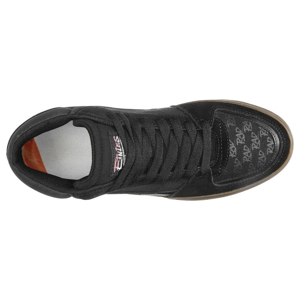 An Etnies Screw Vulc Mid X Rad Shoe black high top sneaker with a gum sole.