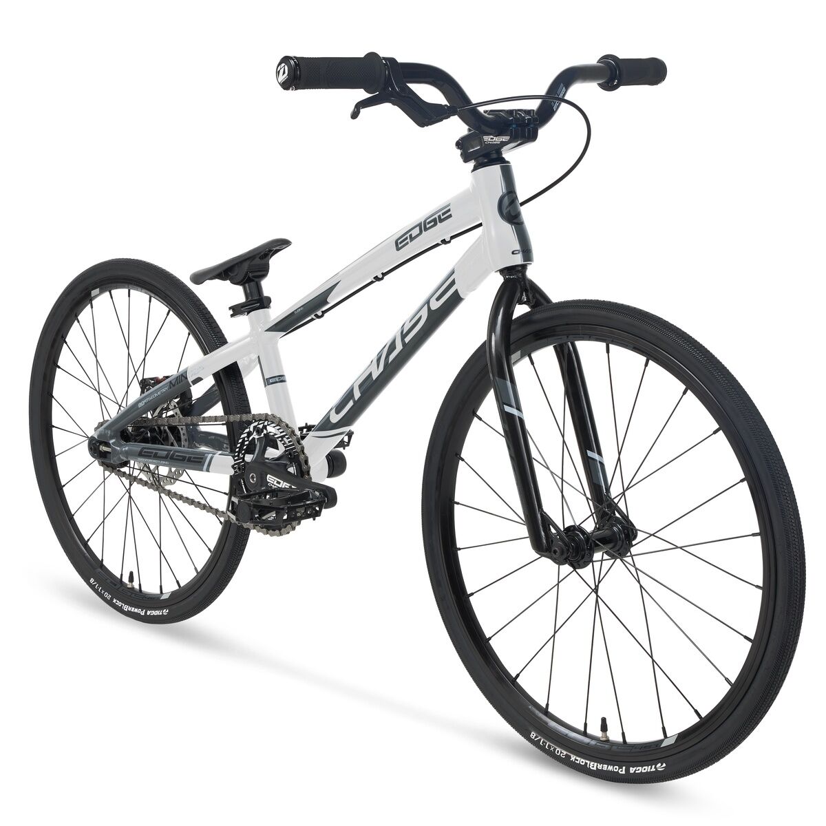 The Chase Edge Mini Bike (2026) in white and black features a lightweight 6061 aluminum frame, flat handlebars, thin tires, and a padded seat, displayed at an angle on a white background.