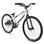 The Chase Edge Mini Bike (2026) in white and black features a lightweight 6061 aluminum frame, flat handlebars, thin tires, and a padded seat, displayed at an angle on a white background.