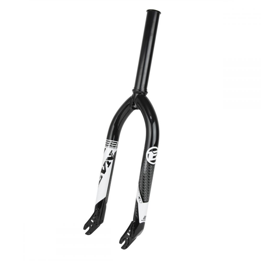 Black and white Elevn 7.0 Pro Light 20 Inch 10mm Fork featuring a straight steer tube, dual dropouts, and leg logo markings, constructed from durable 4130 Chromoly and shown on a plain white background.