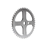 The REDLINE Flight Front Sprocket is a metal chainring with four cut-out spokes, evenly spaced teeth, and "RED LINE" engraved on the face—perfect for vintage BMX drivetrains.