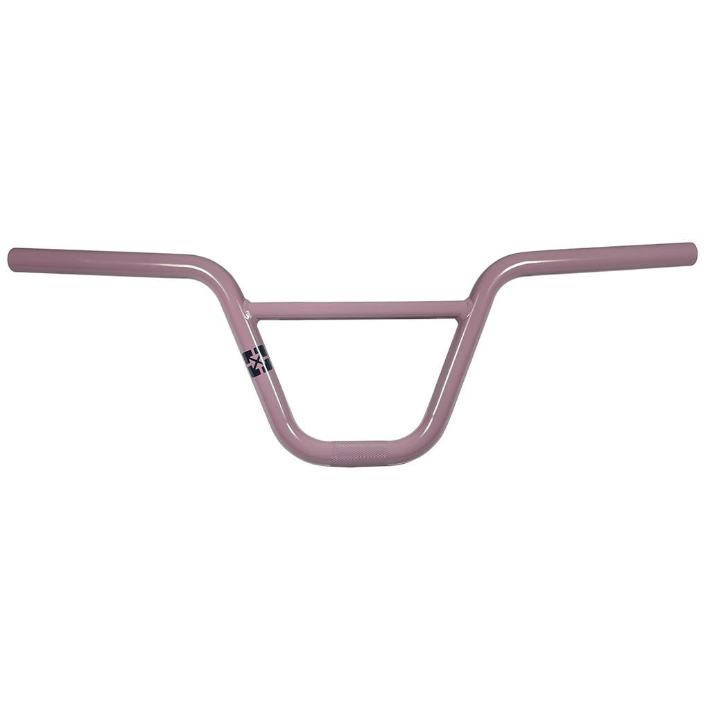 The Fit Bike Co AM Bars, designed for younger riders, feature a vibrant pink BMX handlebar with a sturdy crossbar and bold logo on the left side, perfectly complementing the AM 16 frame.