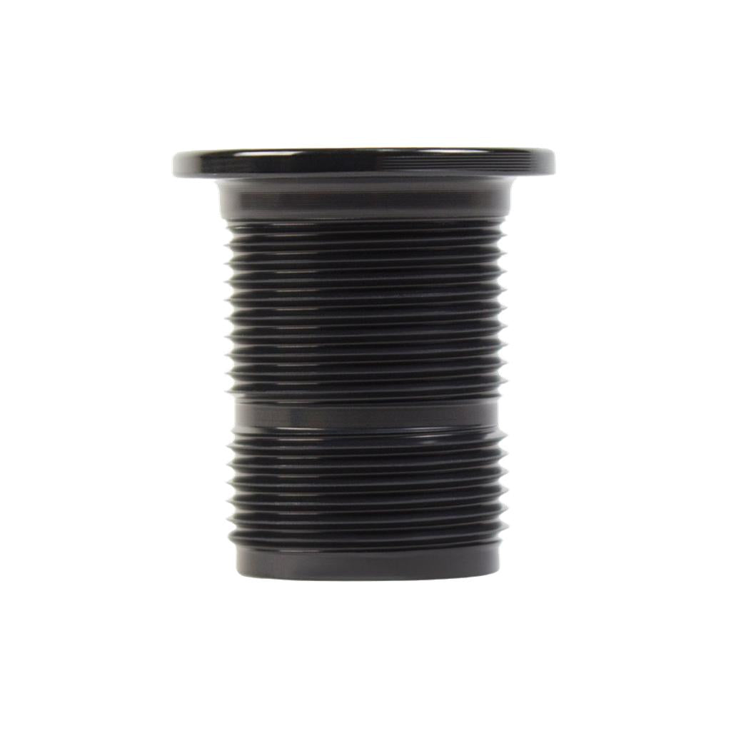 A black, cylindrical Odyssey RF Series Preload Fork Bolt with horizontal grooves and a flared top is displayed against a plain white background.