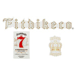 Fitbikeco Scumbag Frame Decal Set featuring stylized text, a crown, and a red '7' on a branded background—perfect for your Scumbag frame.