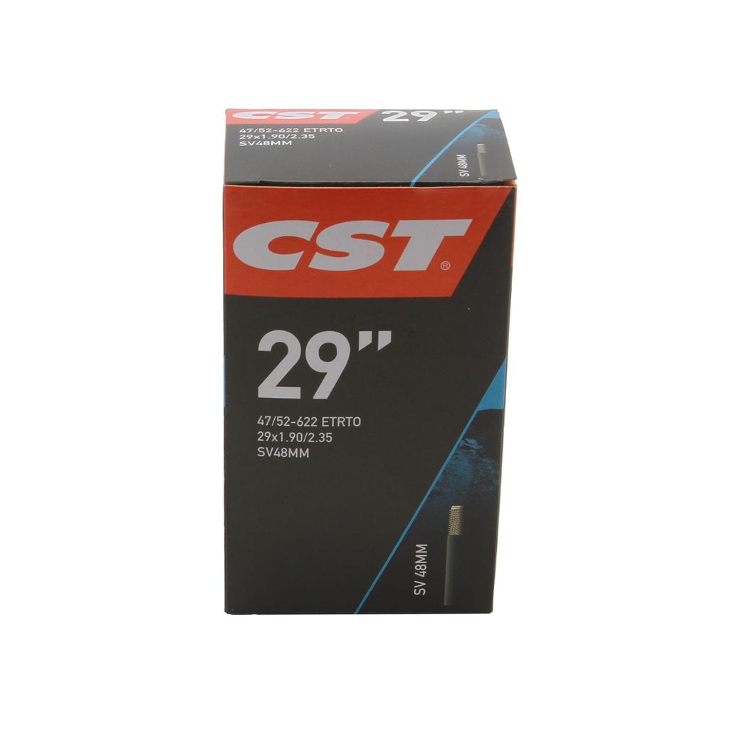 The CST 29 Inch Tube is a replacement bike tube with specs 47/52-622 ETRTO, 29x1.90/2.35, and SV48MM shown on the front of the box.