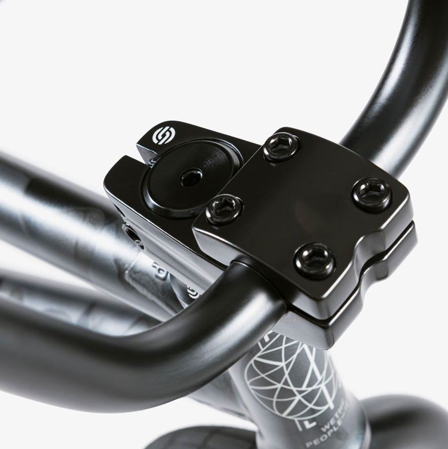 A close up of the handlebar on a Wethepeople Justice 20 BMX Bike.