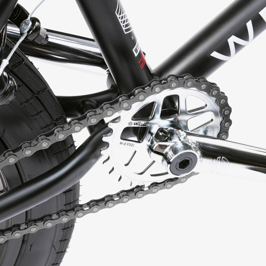 A close up of the chain on a Wethepeople CRS 18 Inch BMX Bike.