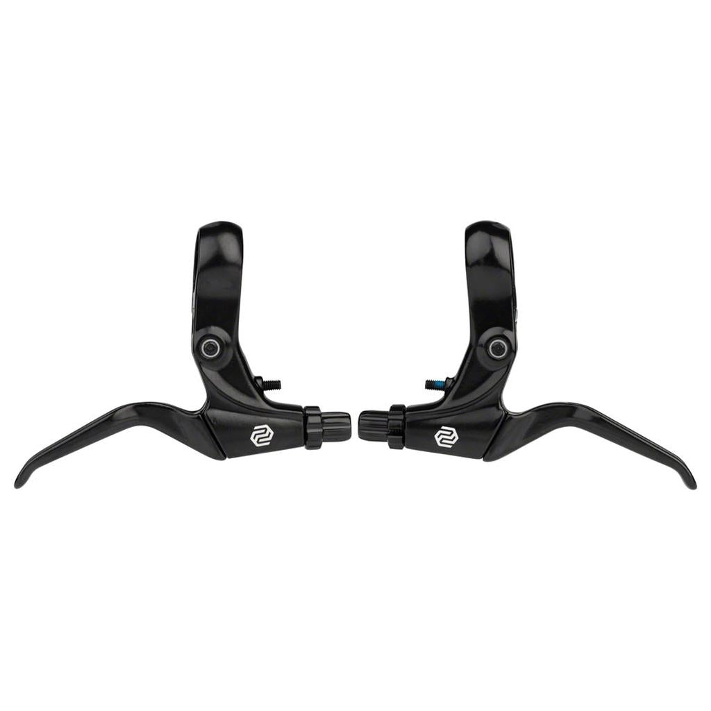 A pair of Promax XL-378 V Brake Levers, crafted from durable aluminium alloy with a white logo, designed for linear pull systems, are shown facing each other on a white background.