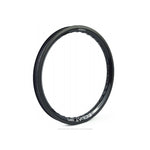 The Eclat Carbonic V2 Rim (Brake Surface), featuring a black finish and visible branding, stands out against a plain white background, showcasing the design of lightweight Freestyle BMX rims.