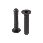 Two black Fit Eddie Cleveland Grips with textured surfaces and flared ends, shown standing upright and lying flat on a white background.