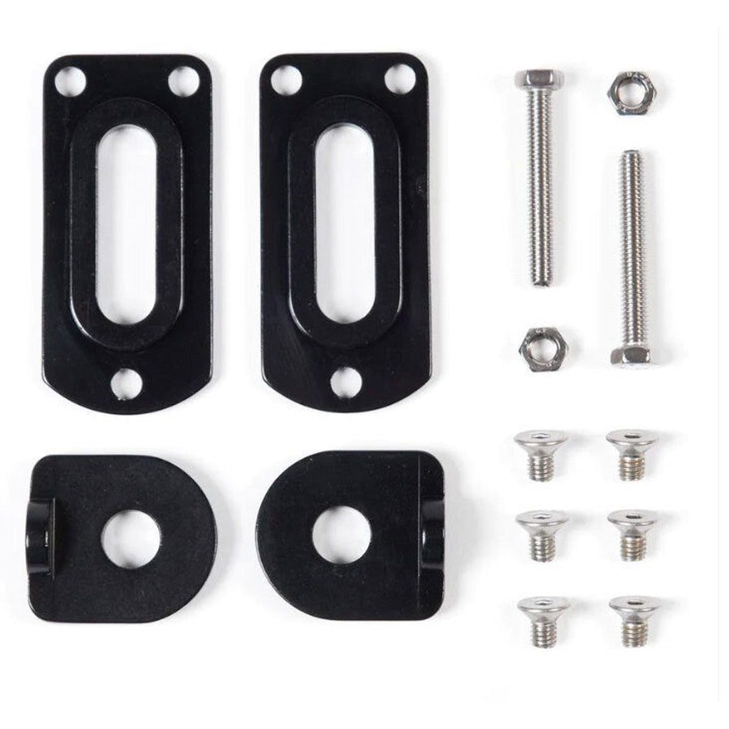 A set of Stay Strong V3 & V4 Replacement Dropout Kit dropout brackets and various screws arranged neatly on a white background.