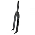 The Ikon Pro 24 Inch 20mm Carbon Fork is made from Toray UD carbon fibre, features a black finish, tapered steerer tube, dual dropouts for cruiser bikes, and is shown on a plain white background.