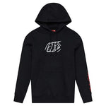 The TLD 25.1 Badge Hoodie, featuring a geometric white chest design and bold red text on the right sleeve, is the perfect black winter apparel to enhance your cold-weather wardrobe.