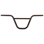 The S & M Rambler (Halahan Bros.) Bars are black and brown BMX handlebars featuring a Y-shaped design, made from durable 4130 CrMo Tubing, shown from the front against a plain white background.