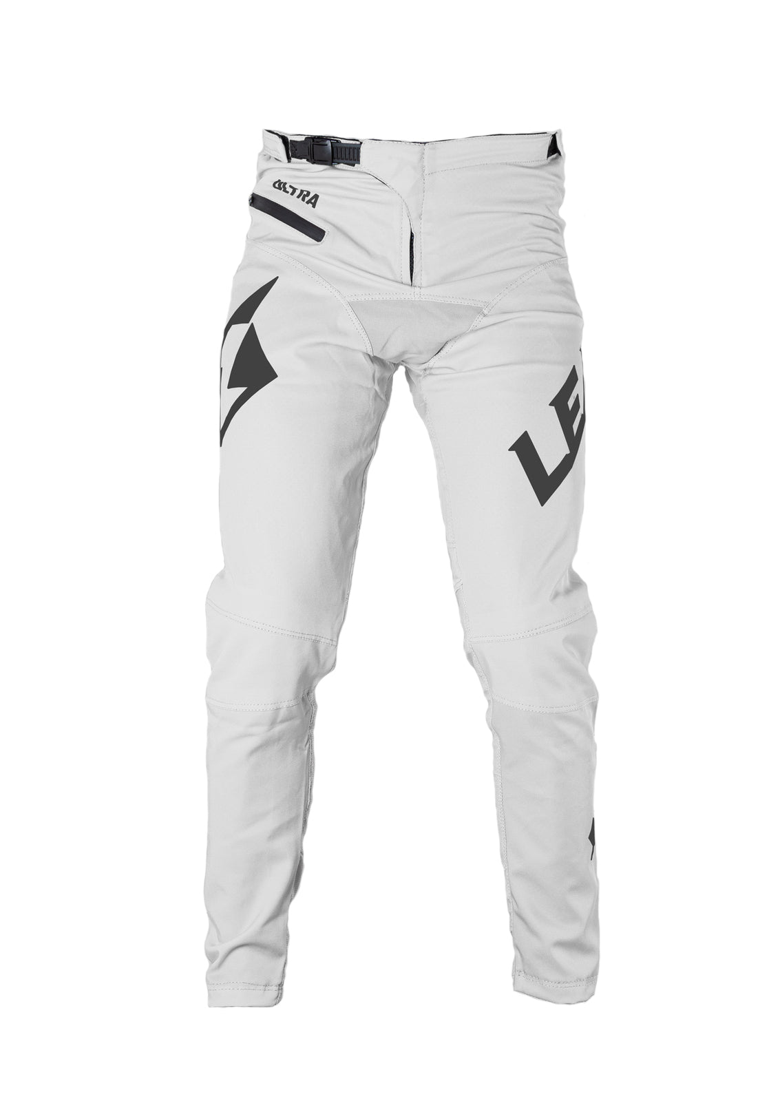 A slim-fit Lead Ultra Pant in white and black, designed for reducing drag.