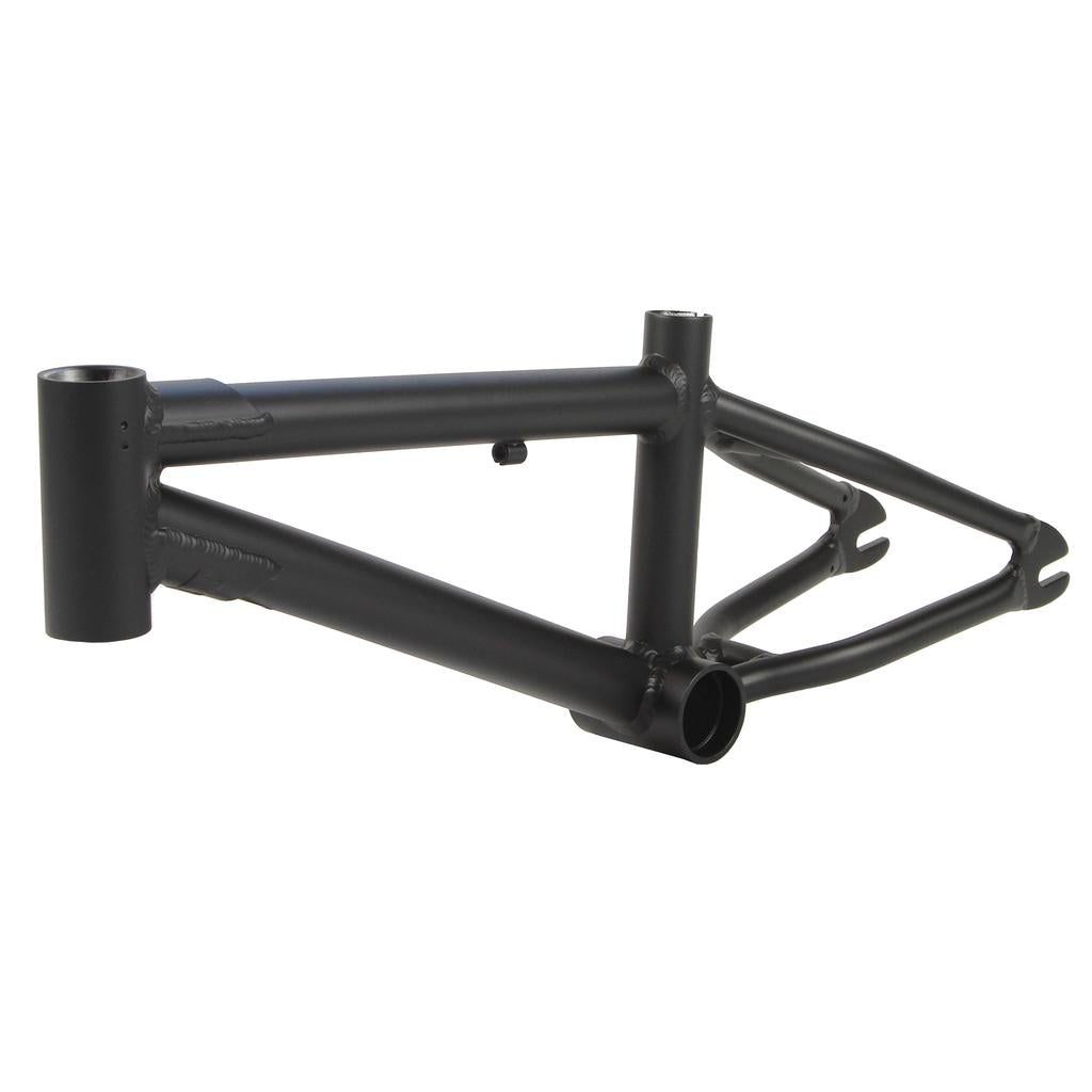 Fit Bike Co Misfit 12 Inch Frame shown in matte black alloy, replacement BMX frame only—no wheels, seat, or handlebars—displayed on a white background.