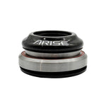 A close-up of an Arise Crystal 8 Tapered Headset, showing its metal and black integrated design with "ARISE" printed on the carbon fibre top cap.