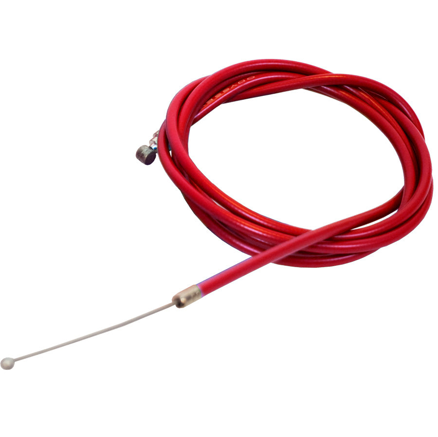 A reliable red Odyssey Slic Kable Brake Cable with a metal connector, perfect for an Odyssey brake.