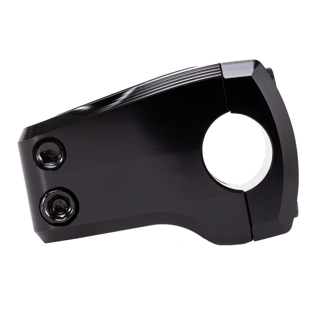 A close-up of the Wethepeople Index Front Load Stem shows its black finish, 16mm rise, two visible bolts, and a circular clamp opening.