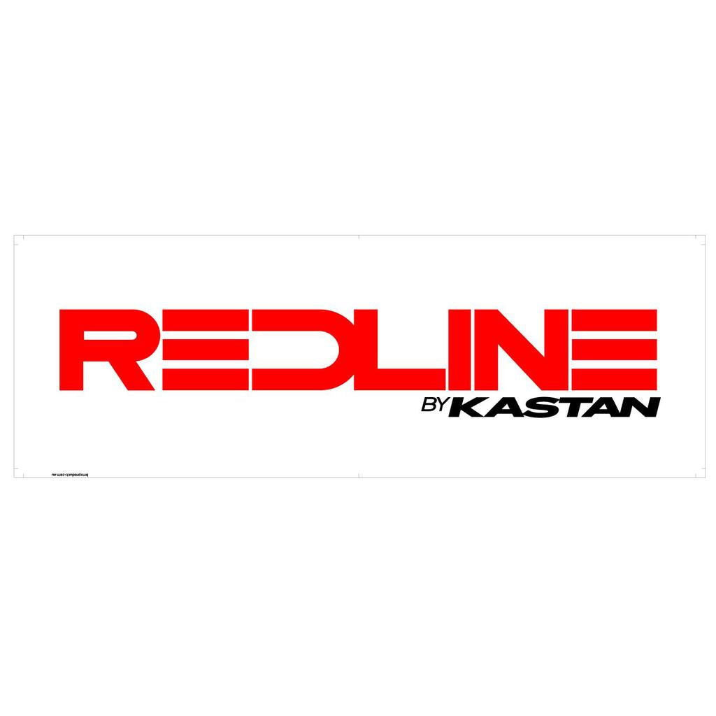 The image features the "Redline By Kastan Banner" with a bold red and black logo on a white background, making it ideal for banners or home decor accents.