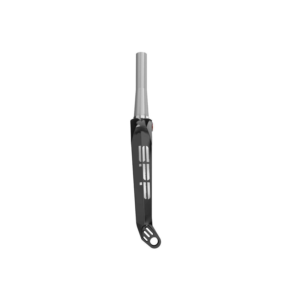A black and silver SPP - Pro Tapered Carbon Forks 20 Inch, with “SPP” lettering, titanium steerer, and race-geometry design, shown front-facing against a white background.