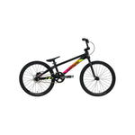 The Inspyre Evo Disc Expert Bike 2026 is a black BMX race bike with rainbow graphics, a lightweight frame, thick tires, and straight handlebars, displayed against a white background.
