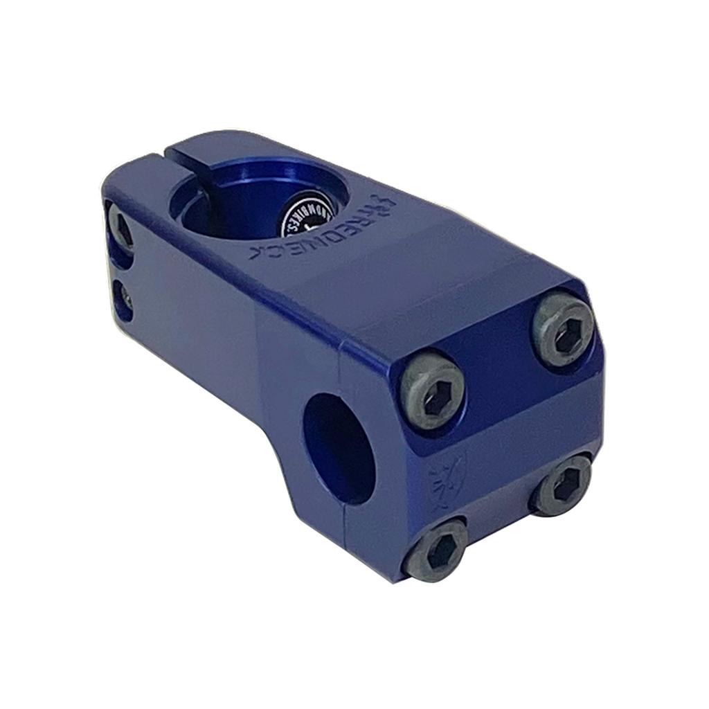 The S&M Shredneck Stem is a blue anodized stem made from 6061-T6 aluminum, with four front bolts and two side bolts, built to securely attach your bike's handlebar to the steerer tube.
