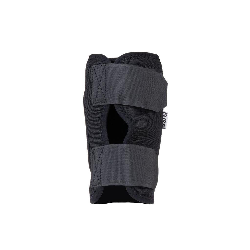 A pair of Fuse NXG Shin Pads with two wide adjustable straps and visible stitching, shown against a white background—an ideal addition to youth protective gear for active kids.