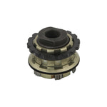 A close-up of a metal Eclat Exile Hub Driver (9T/RHD/ALLOY) with gear-like ridges and a central threaded hole, isolated on a white background.