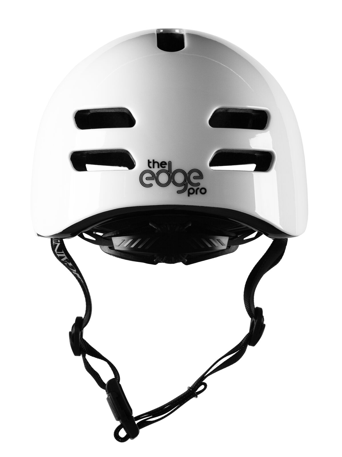 Front view of the Gain Protection The Edge Pro Helmet (XS - XL), an action sports helmet with featherlight in-mould technology, multiple ventilation slots, and black adjustable straps.