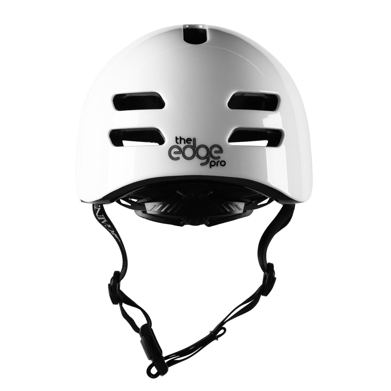 Front view of the Gain Protection The Edge Pro Helmet (XS - XL), an action sports helmet with featherlight in-mould technology, multiple ventilation slots, and black adjustable straps.
