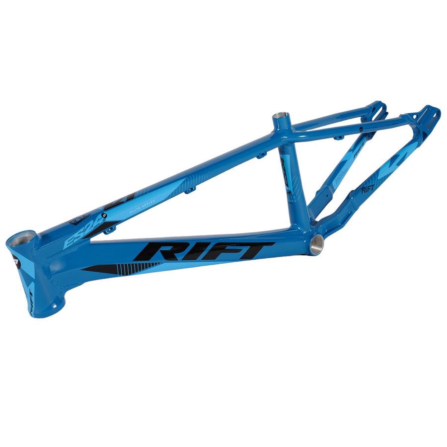 A blue Rift ES24 Expert Cruiser frame with the word rift on it.