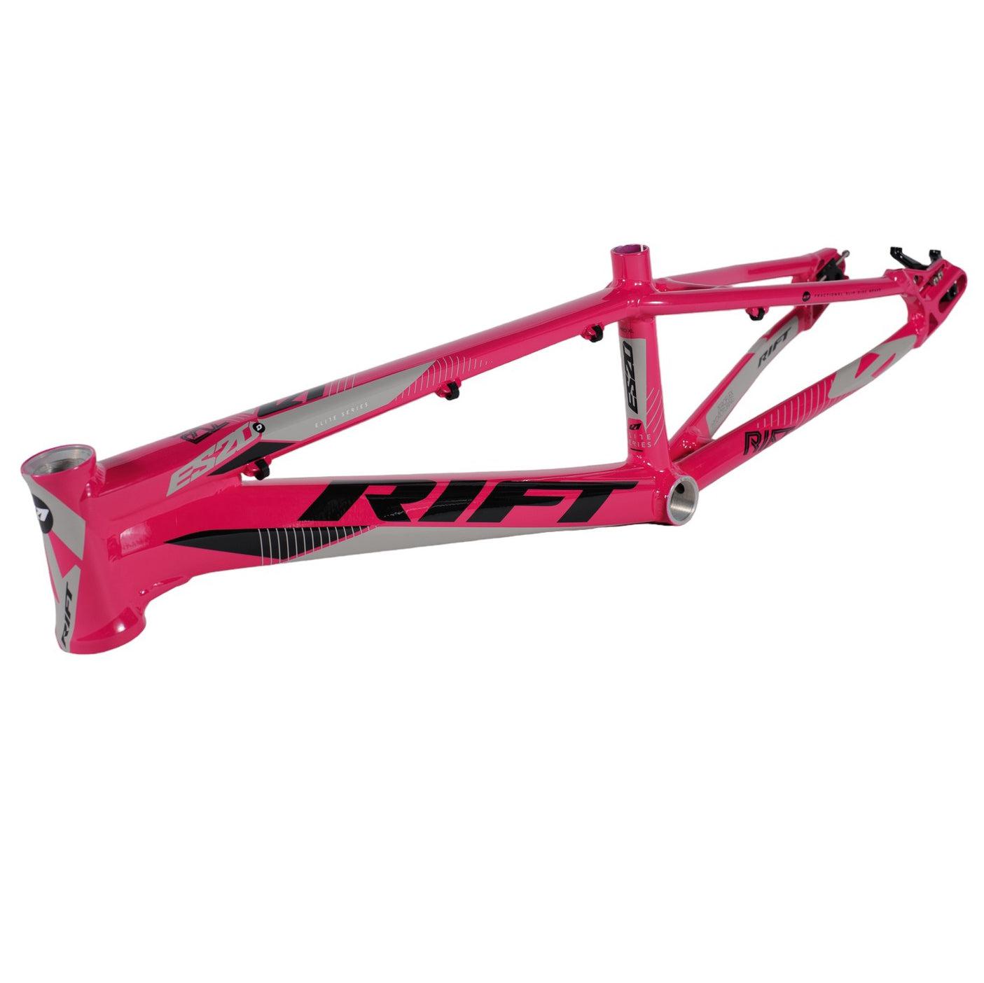 A pink Rift ES20D Frame Pro XL frame on a white background, ready for the race season.
