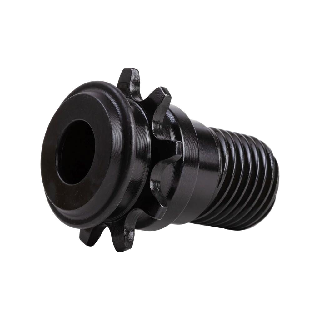 A close-up of the Odyssey Clutch Pro Hub Driver (9T/LHD), a black metal threaded component with grooves and ridges, designed for use in LHD machinery or industrial equipment.
