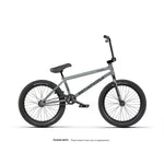 The Wethepeople Reason Shift 20 Inch Bike is a premium BMX in gray with black handlebars, seat, and tires, shown on a white background. Note: The final product may vary in appearance.