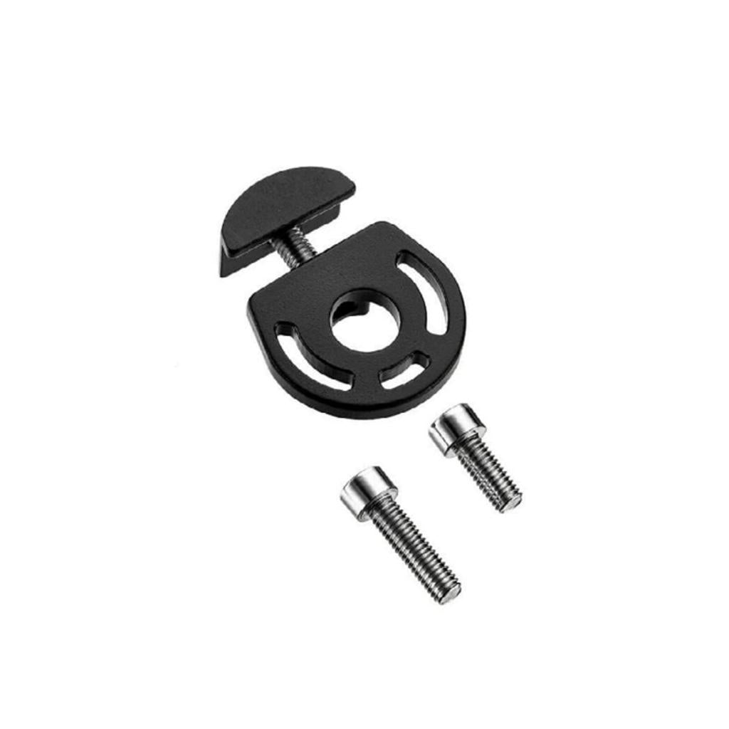 Salt Pro V2 Chain Tensioner in black, crafted from durable 6061-T6 alloy with an adjustable screw and two silver bolts, shown on a white background.